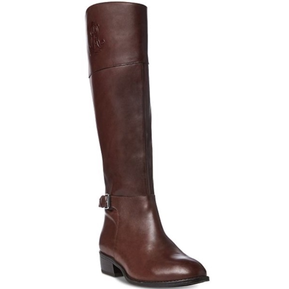 Ralph Lauren Madisen Monogram Leather Riding Boot - Picture 2 of 16